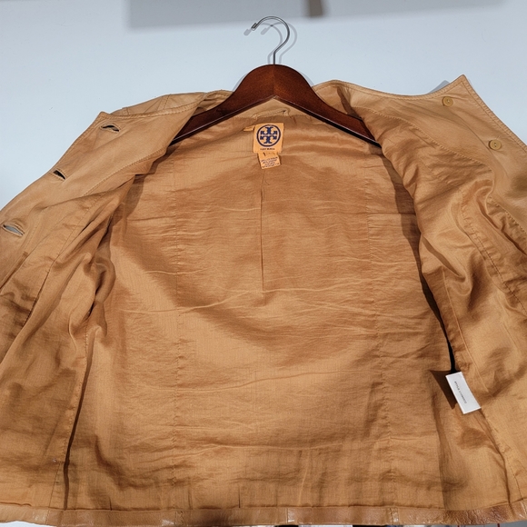 Tory Burch Limited Edition Light Brown Soft Leather Jacket Size 4 - Picture 10 of 12